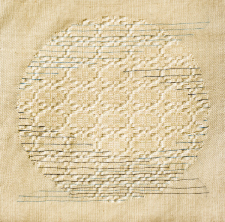 Robin Johnston, Full Worm Moon, handwoven and embroidered cotton