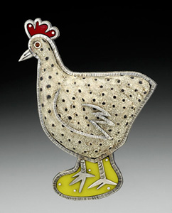 Chicken brooch by Marcia Macdonald